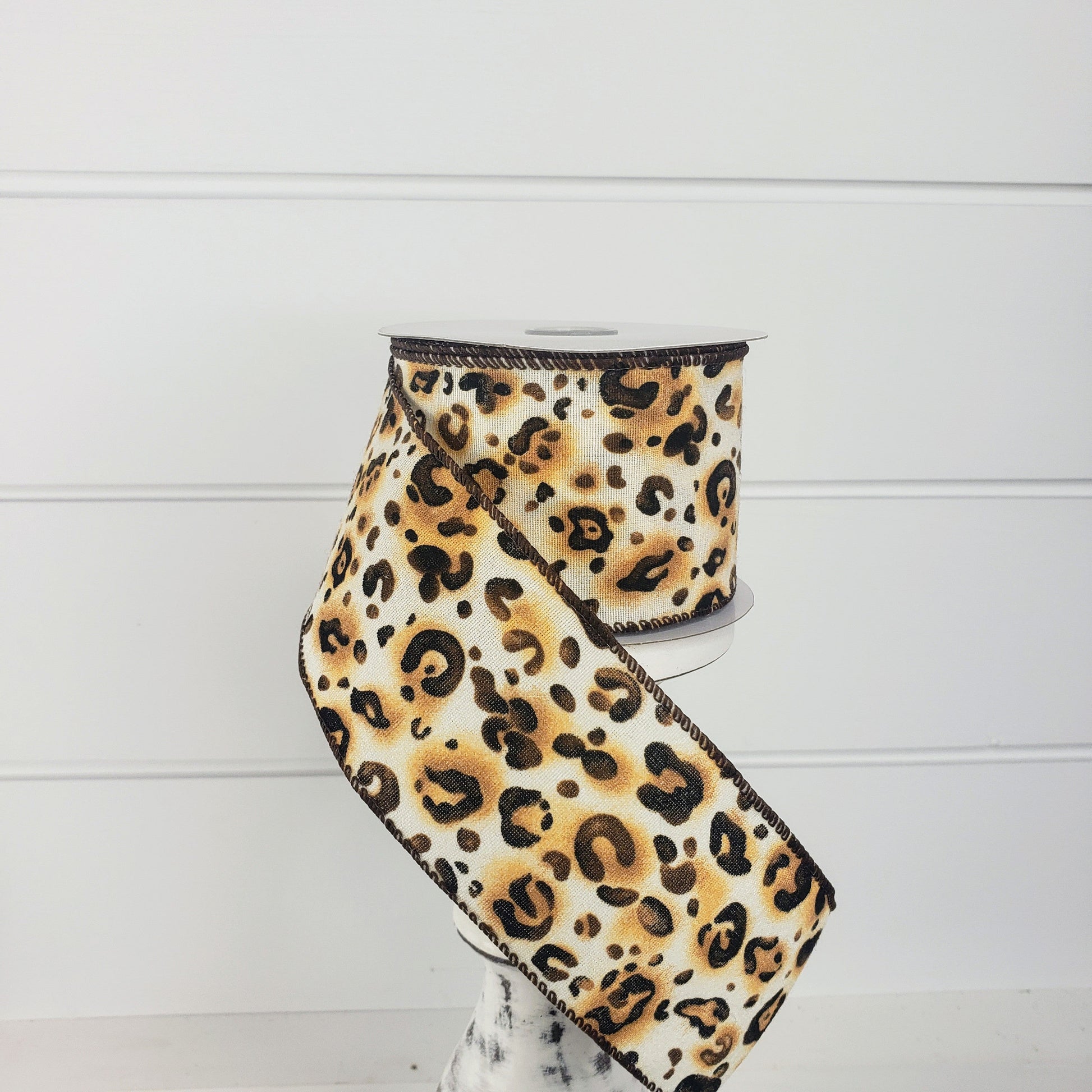 2.5"x10YD Cheetah Print Canvas Wired Ribbon - Wild Style for Crafts and Decor -(61028-40-38) TCT Crafts
