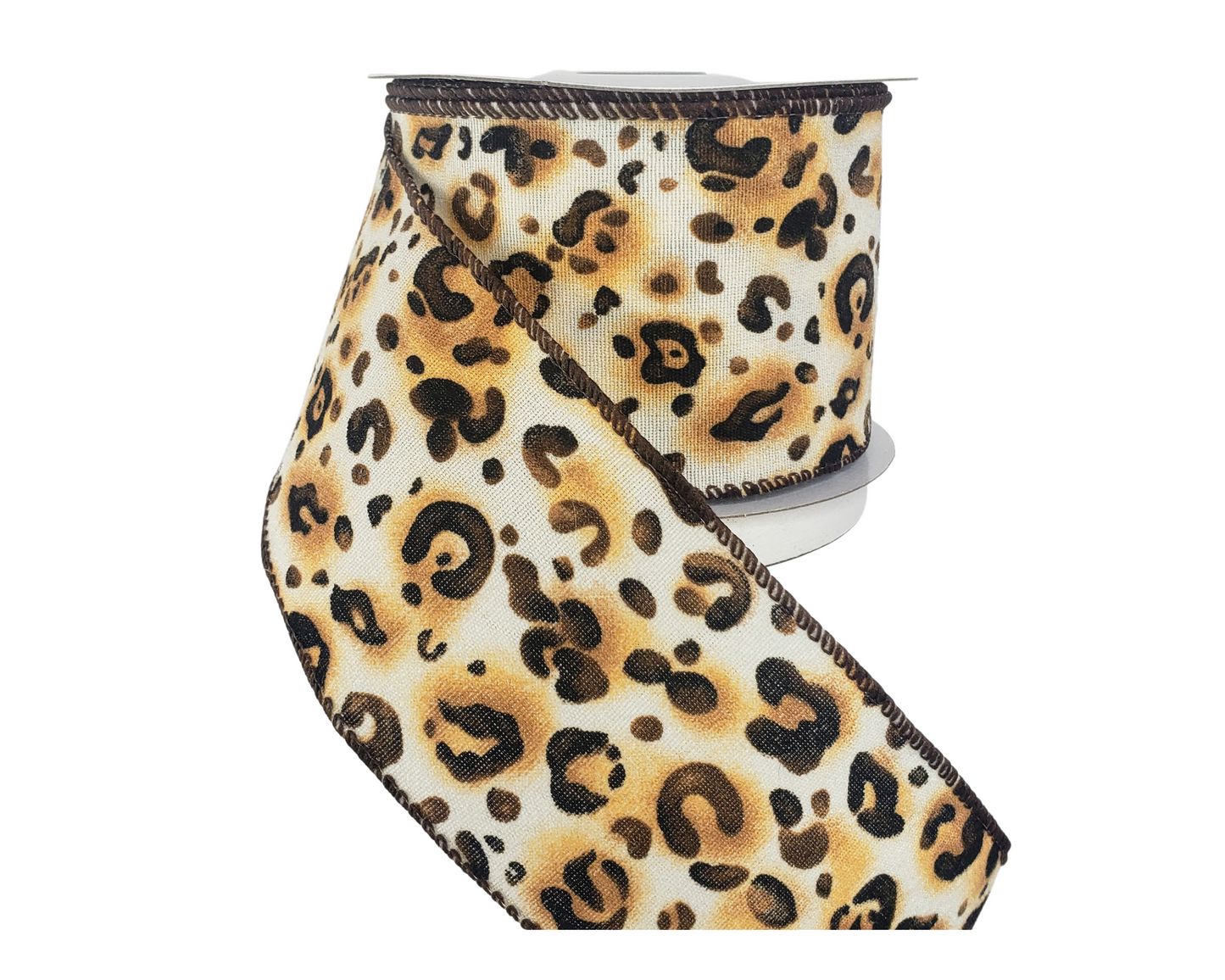 2.5"x10YD Cheetah Print Canvas Wired Ribbon - Wild Style for Crafts and Decor -(61028-40-38) TCT Crafts