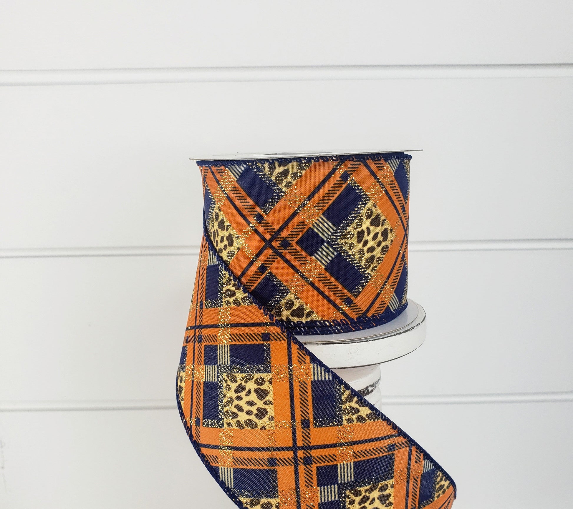 2.5"x10YD Satin Cheetah Print Plaid Fall Ribbon - Wild Elegance for Autumn Crafts and Decor -(61118-40-27) TCT Crafts