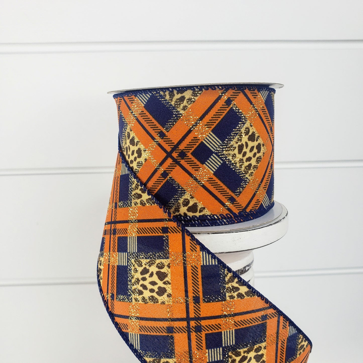 2.5"x10YD Satin Cheetah Print Plaid Fall Ribbon - Wild Elegance for Autumn Crafts and Decor -(61118-40-27) TCT Crafts