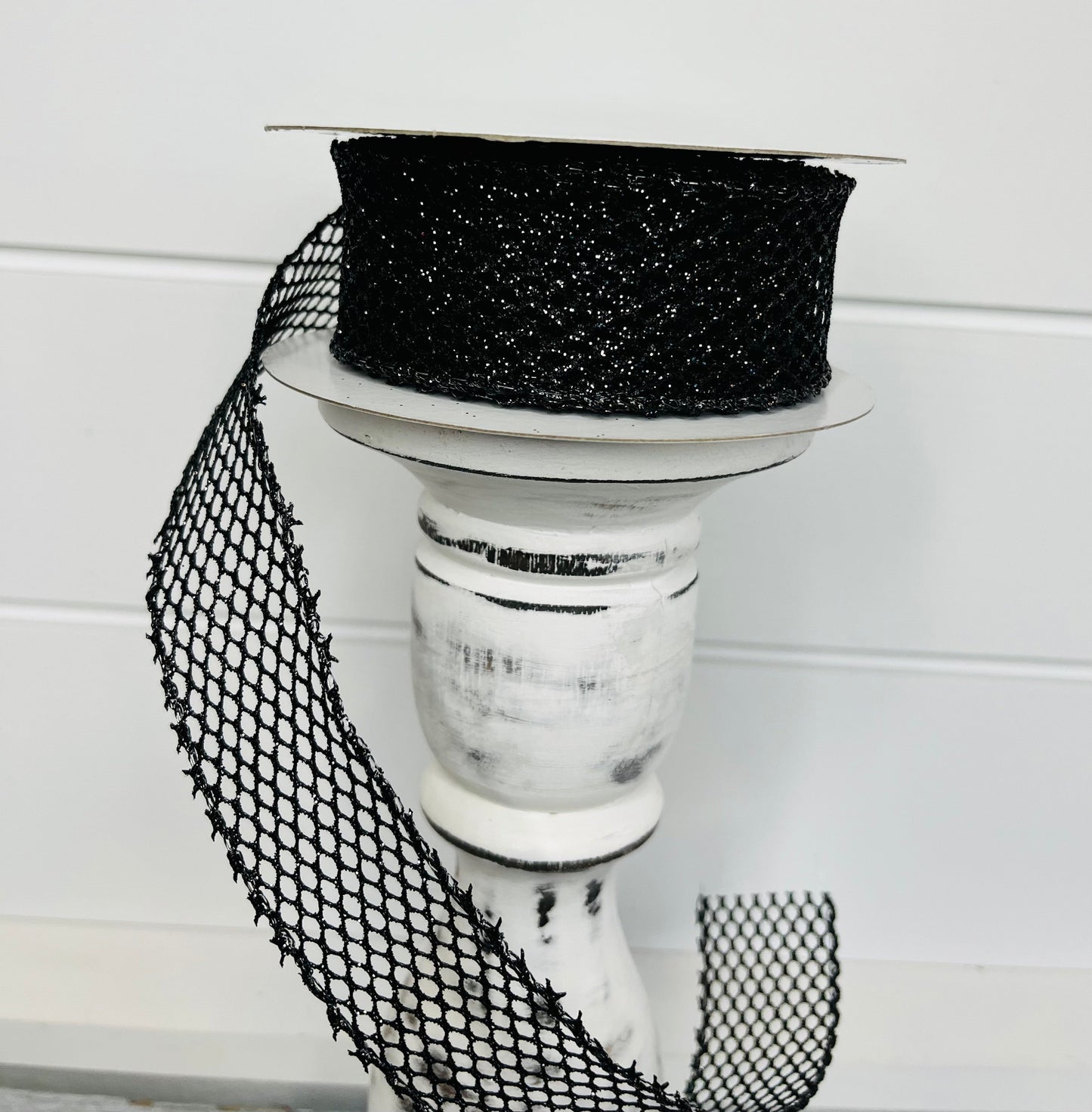1.5"x10YD Black Glitter Netting Wired Ribbon - Sparkling Glamour for Crafts, Wreathmaking, and Decor-(71113-09-21) TCT Crafts