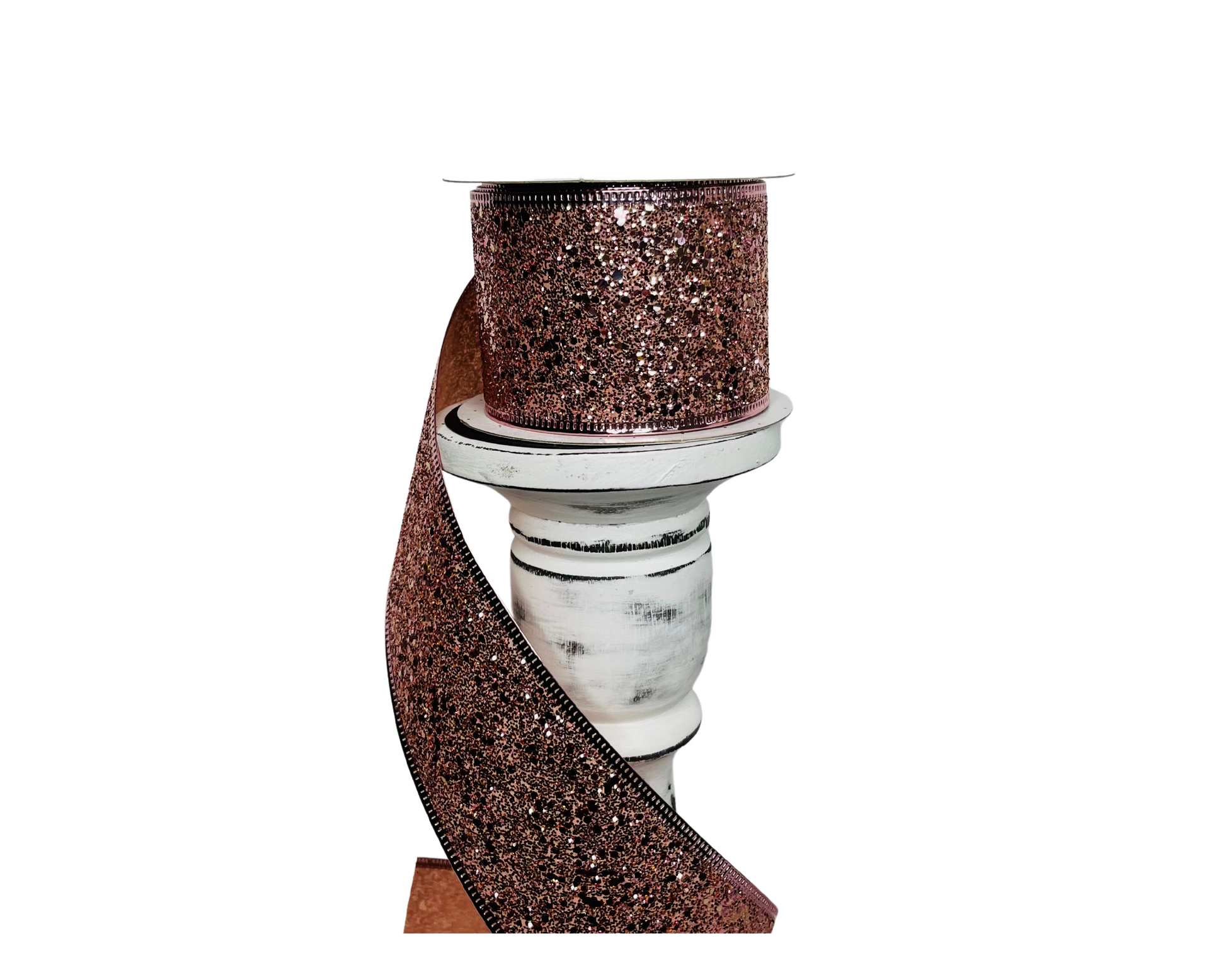 2.5"x10YD Rose Gold Super Glitter Wired Ribbon - Sparkling Glamour for Crafts and Decor (75102-40-26) TCT Crafts