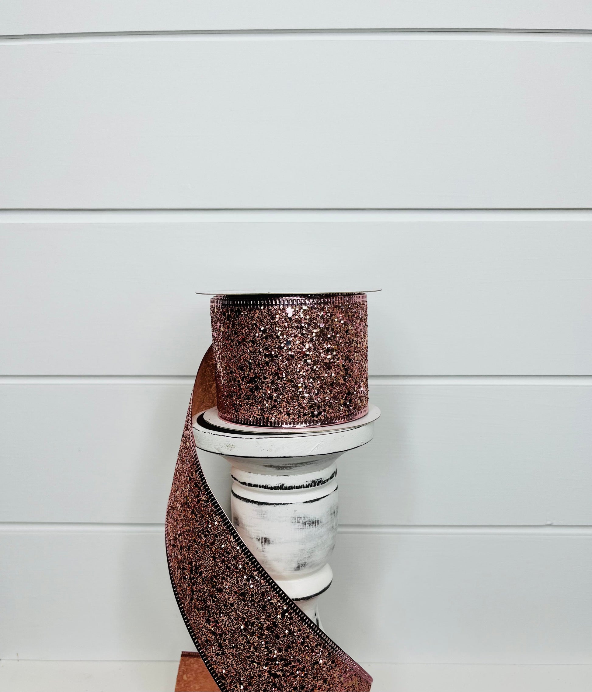 2.5"x10YD Rose Gold Super Glitter Wired Ribbon - Sparkling Glamour for Crafts and Decor (75102-40-26) TCT Crafts