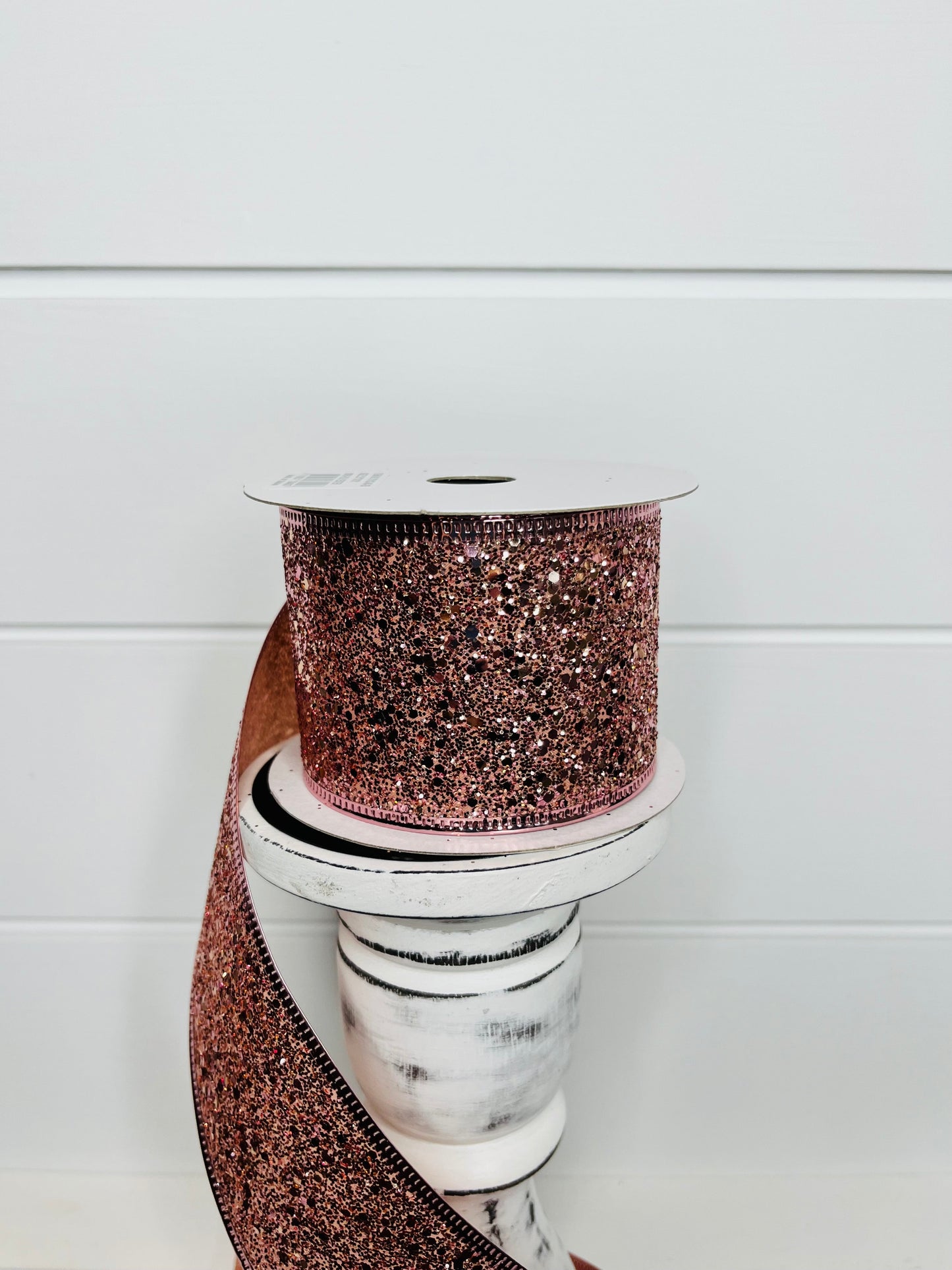 2.5"x10YD Rose Gold Super Glitter Wired Ribbon - Sparkling Glamour for Crafts and Decor (75102-40-26) TCT Crafts