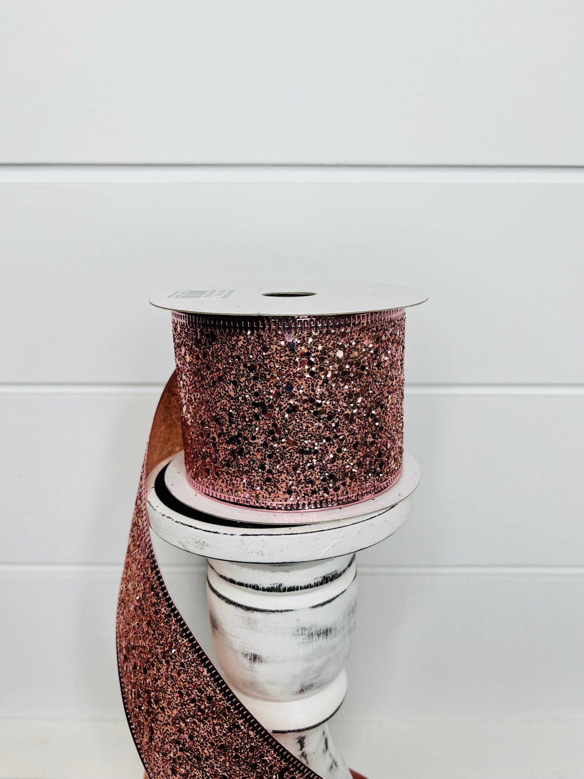 2.5"x10YD Rose Gold Super Glitter Wired Ribbon - Sparkling Glamour for Crafts and Decor (75102-40-26) TCT Crafts