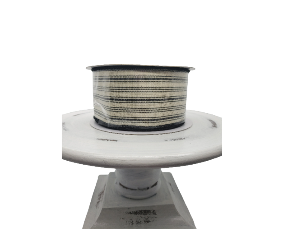 2.5 Inch Ticking Stripe Farmhouse Wired Ribbon - Classic Charm for Your Home Decor-RGA187602 TCT Crafts