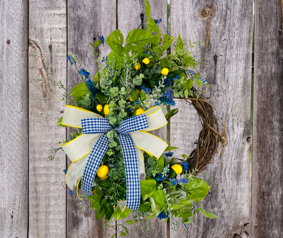 Blue & Yellow Lemon Summer Wreath-TCT1517 TCT Crafts
