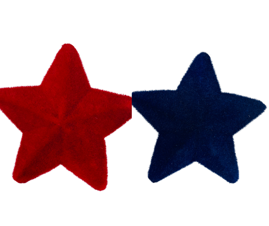 9x9" Flocked Glitter Pointed Star Decor in Blue or Red - Sparkling Addition to Your Holiday Decor-HJ902119/HJ902124 TCT Crafts
