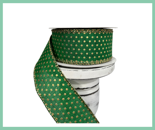 1.5"x10YD Swiss Dots on Burlap Ribbon - Vintage Charm for Rustic Crafts and Decor-RG0190706 TCT Crafts