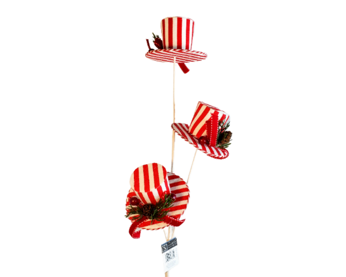 28"L Striped Hat Stem Spray/Pick - Whimsical and Colorful Floral Accent-ST1700 TCT Crafts