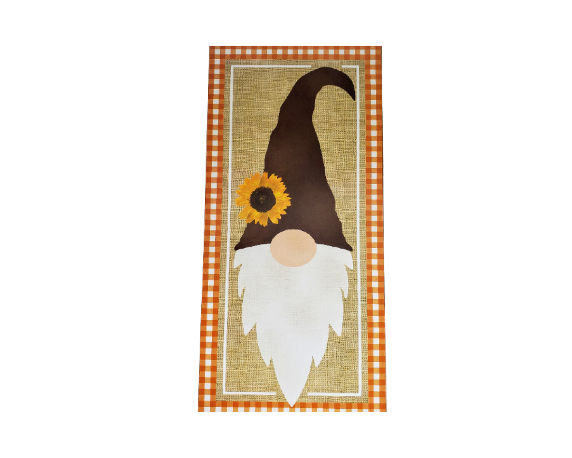 12.5"H x 6"L MDF Fall Gnome with Check Border Sign - White, Orange, Beige, and Brown Design-AP702120 TCT Crafts