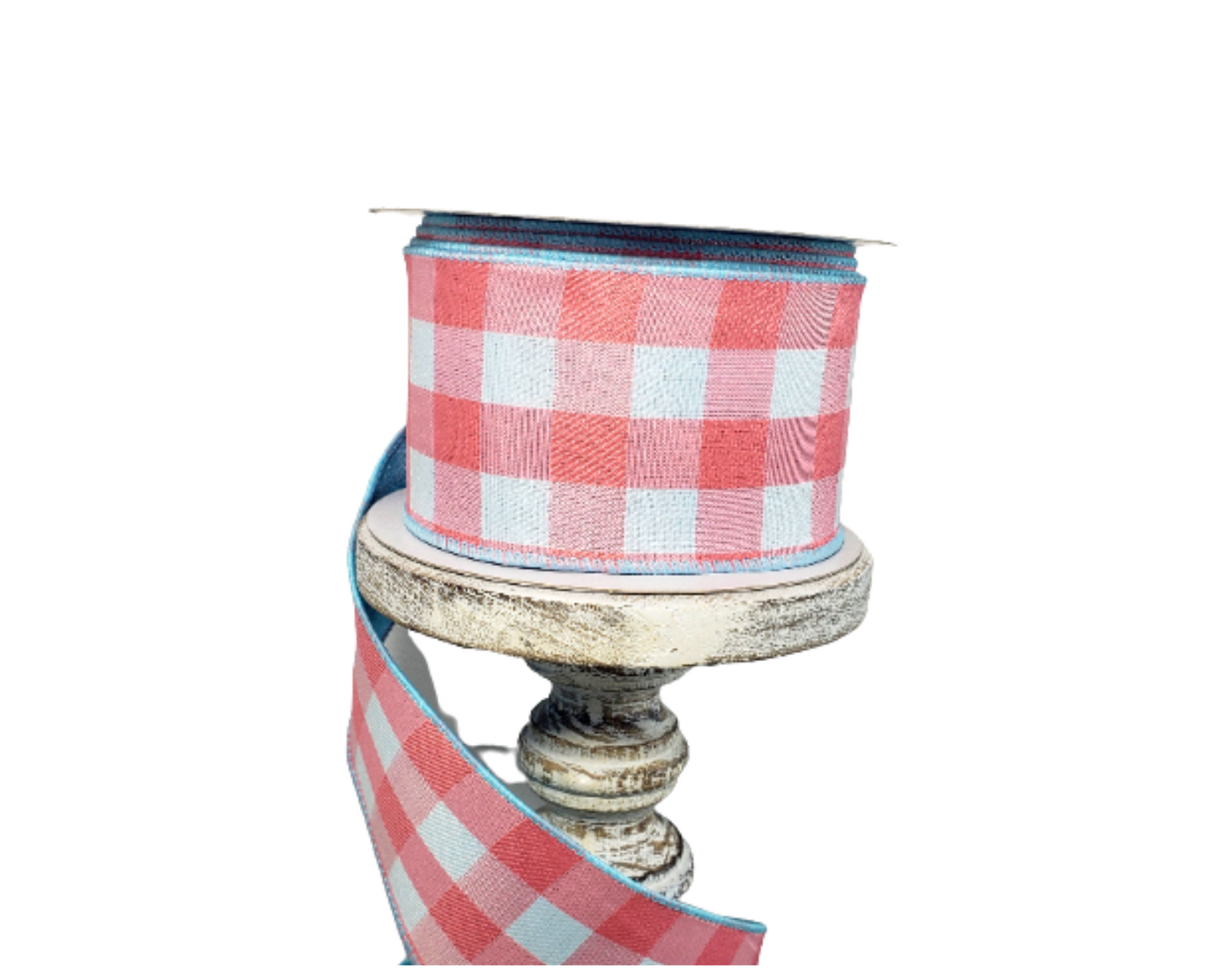 2.5"x10Yds Double Sided Coral/Aqua Linen Buffalo Plaid Spring Ribbon - Fresh Charm for Seasonal Crafts and Decor-41147-40-46 TCT Crafts