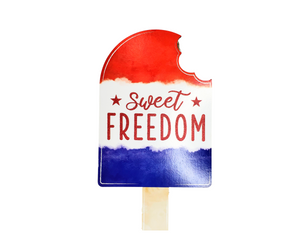 AP8883-13"Hx7"L Sweet Freedom Patriotic Popsicle Sign