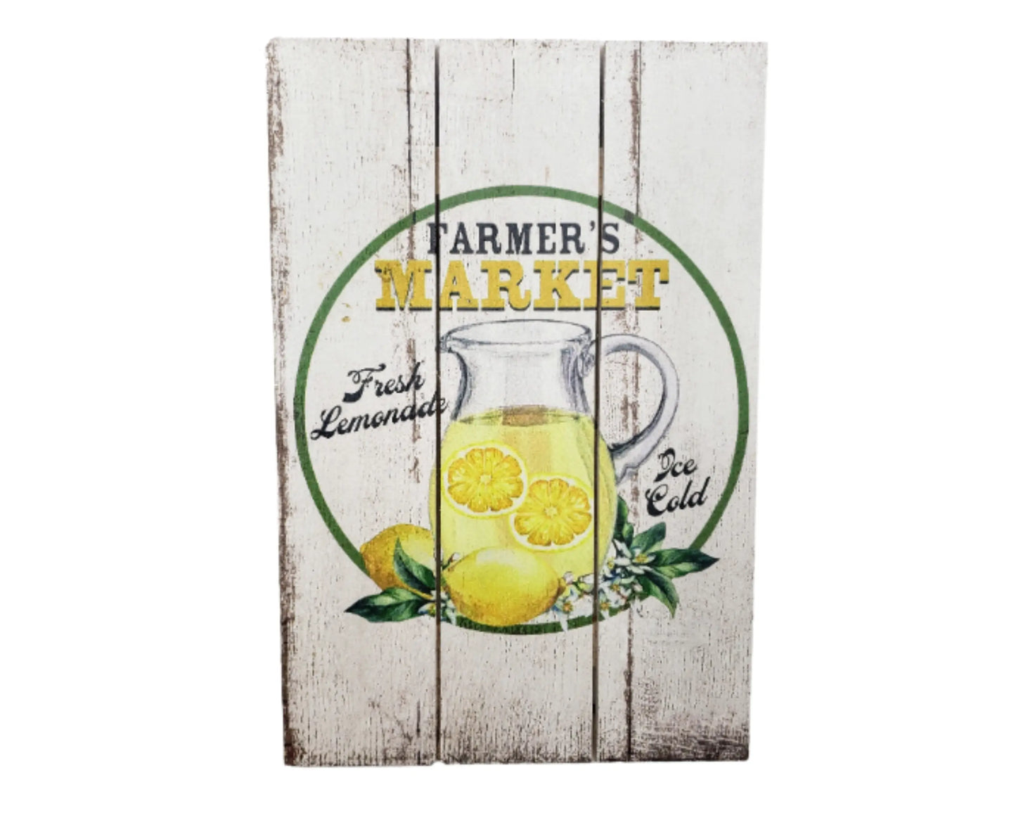 "Farmers Market Fresh Lemonade Ice Cold" Wooden Sign with Rope-CM2130 TCT Crafts
