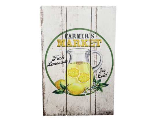 "Farmers Market Fresh Lemonade Ice Cold" Wooden Sign with Rope-CM2130 TCT Crafts
