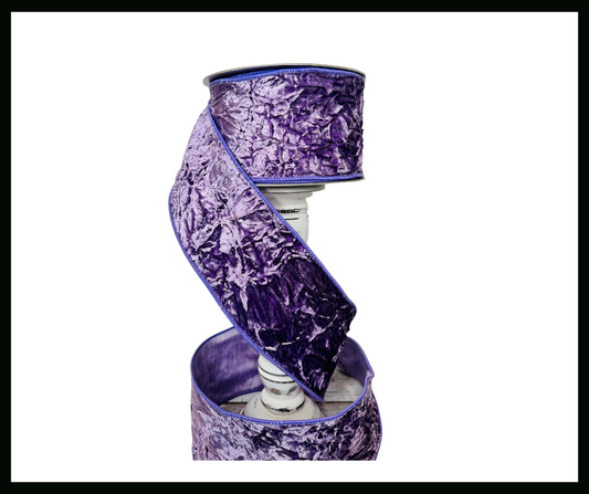 4 inch Velvet Crush Farrisilk Wired Ribbon-Violet Farrisilk