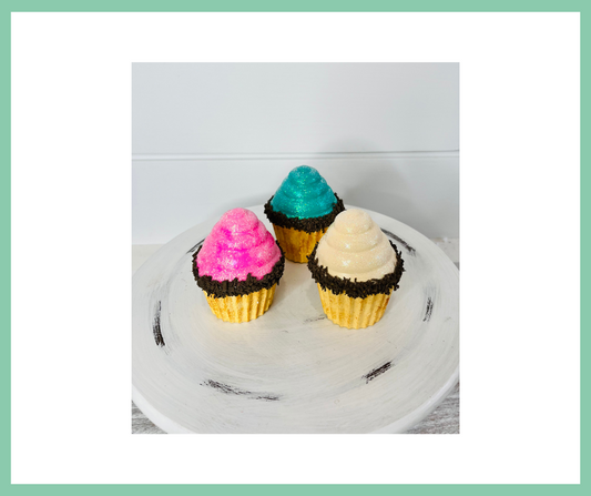 Set of 3 Faux Mini Cupcakes in Cream/Pink/Teal-TCT1549 TCT Crafts