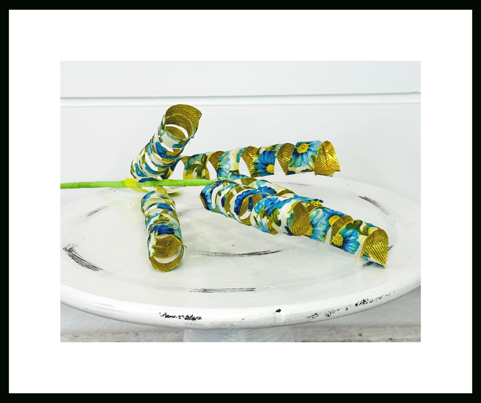Elegant Blue Floral Gold Curl Wreath Pick - 16 Inches-63200BL TCT Crafts