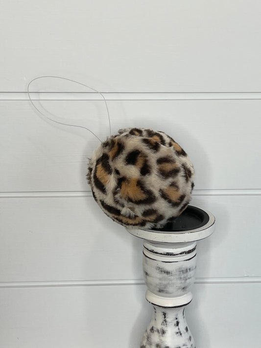 Festive Furry Delight: 4.5-Inch Christmas Fuzzy Animal Print Ornament Ball-(133099) TCT Crafts
