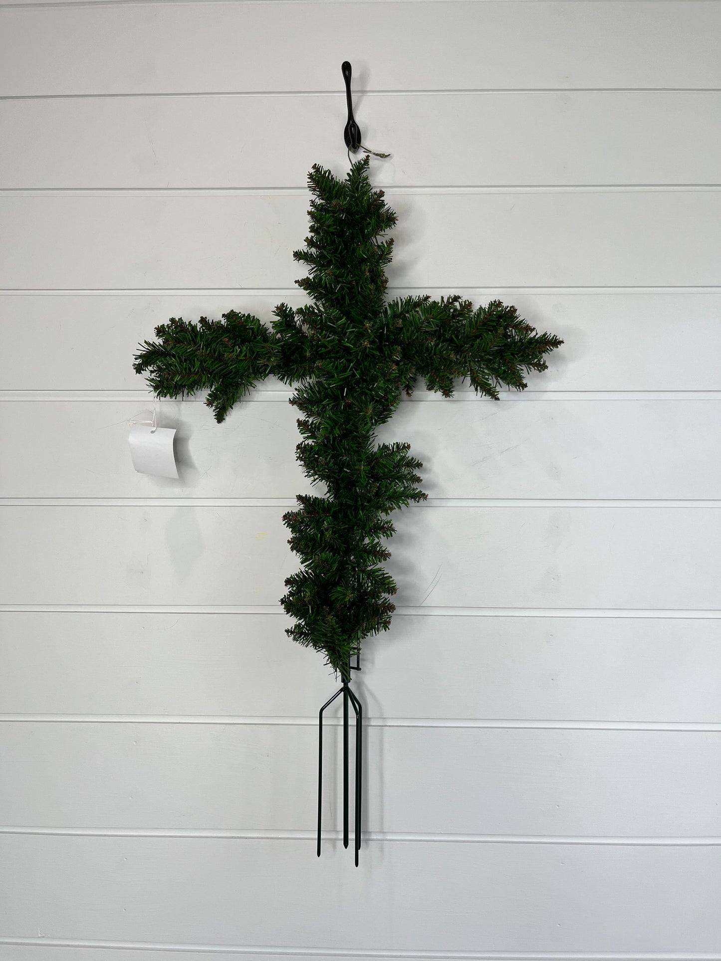 VC002-22" Artificial Canadian Pine Cemetery Cross-Green Sims Pottery