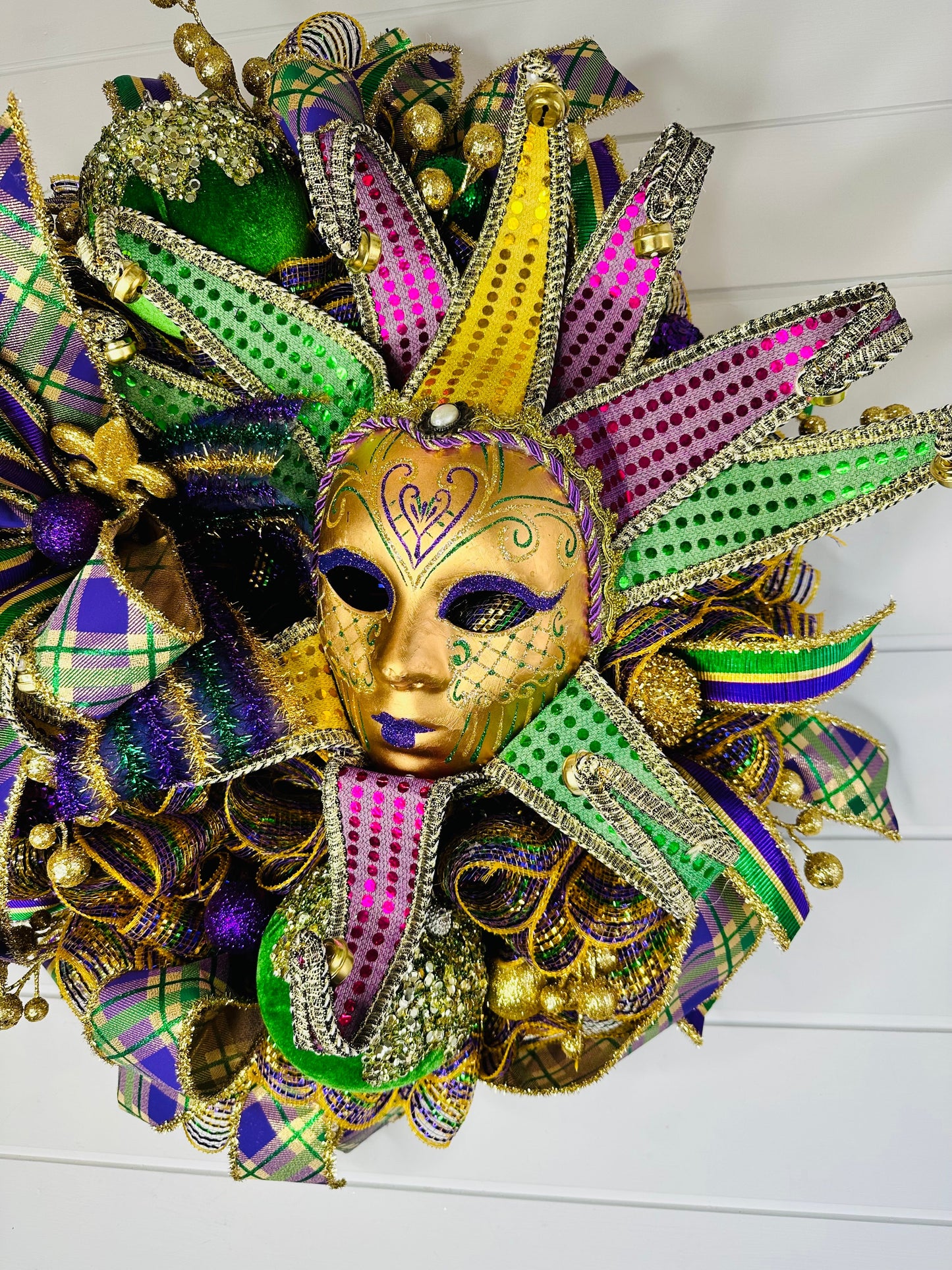 Mardi Gras Jester Front Door Wreath-TCT1592 TCT Crafts