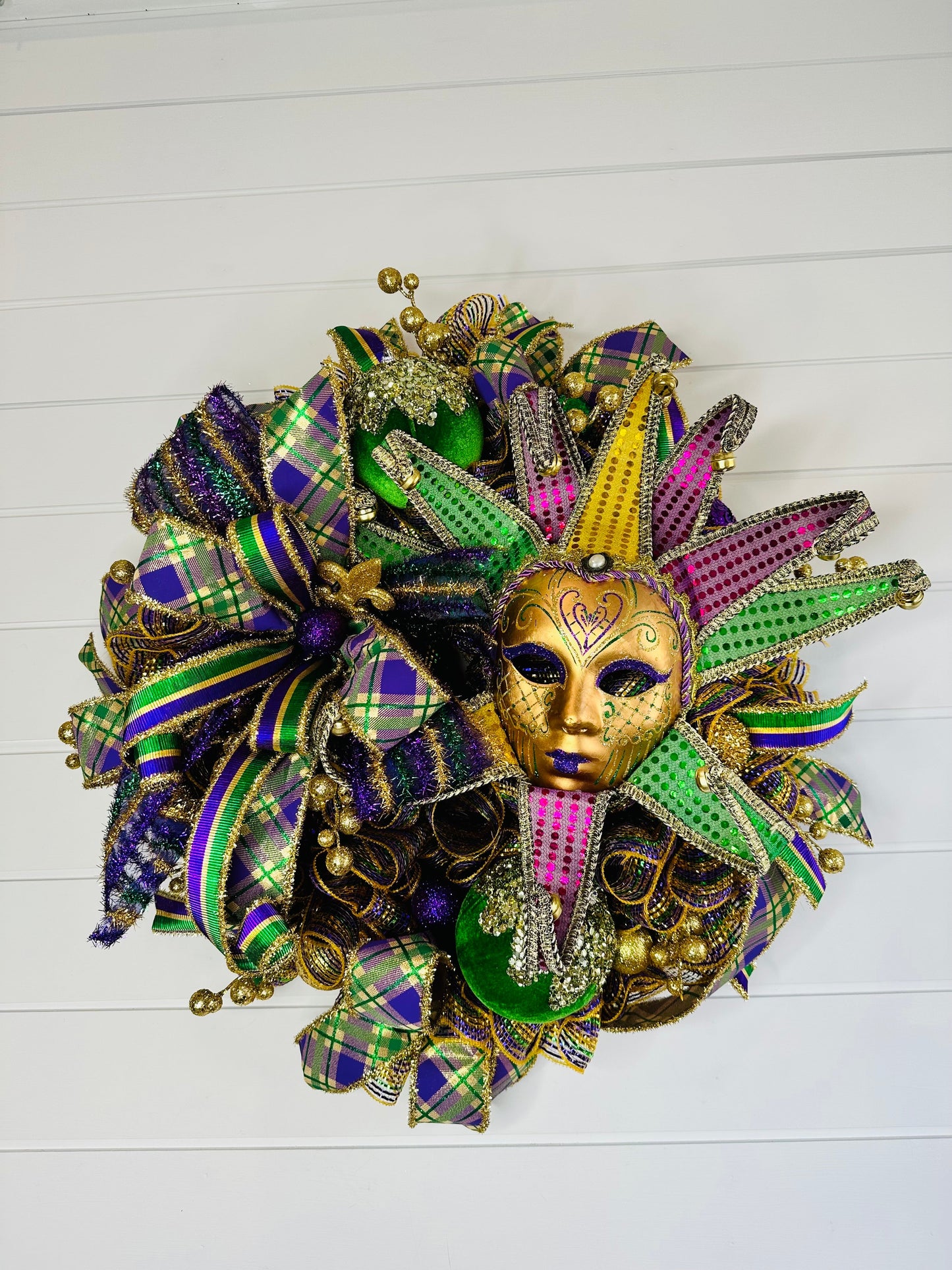 Mardi Gras Jester Front Door Wreath-TCT1592 TCT Crafts