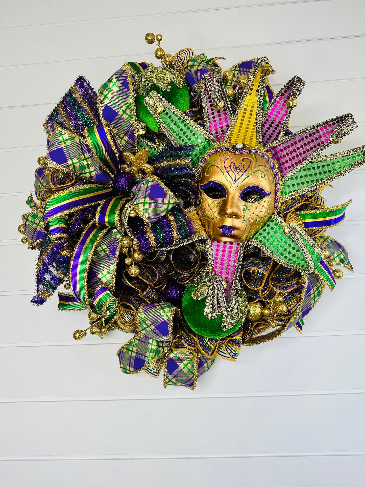 Mardi Gras Jester Front Door Wreath-TCT1592 TCT Crafts