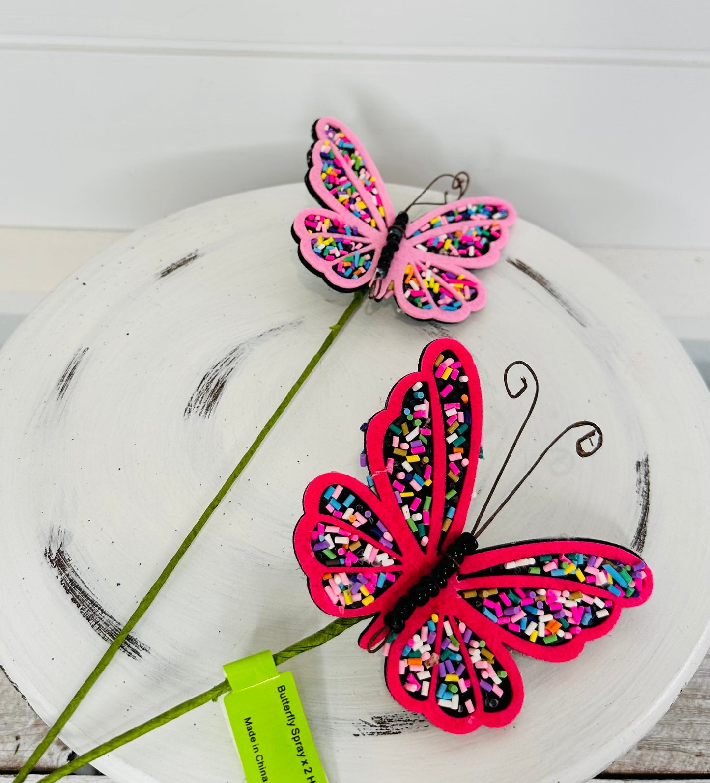 24" Pink Butterfly Spray - Vibrant Artificial Floral Accent - Perfect for Home Decor, Weddings, Parties, and Crafts-63286PK TCT Crafts