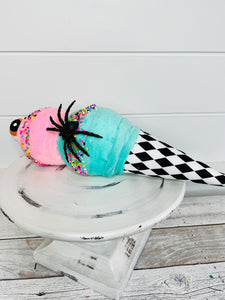 Whimsical 12" Pink/Blue Halloween Ice Cream Cone Ornament/Attachment-56777PKMI