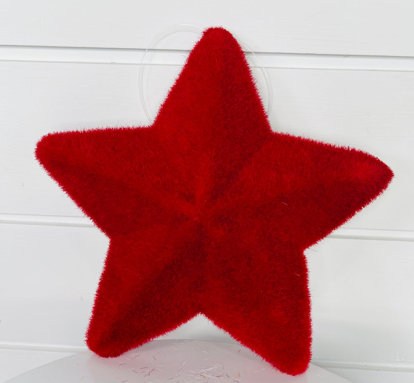 9x9" Flocked Glitter Pointed Star Decor in Blue or Red - Sparkling Addition to Your Holiday Decor-HJ902119/HJ902124 TCT Crafts