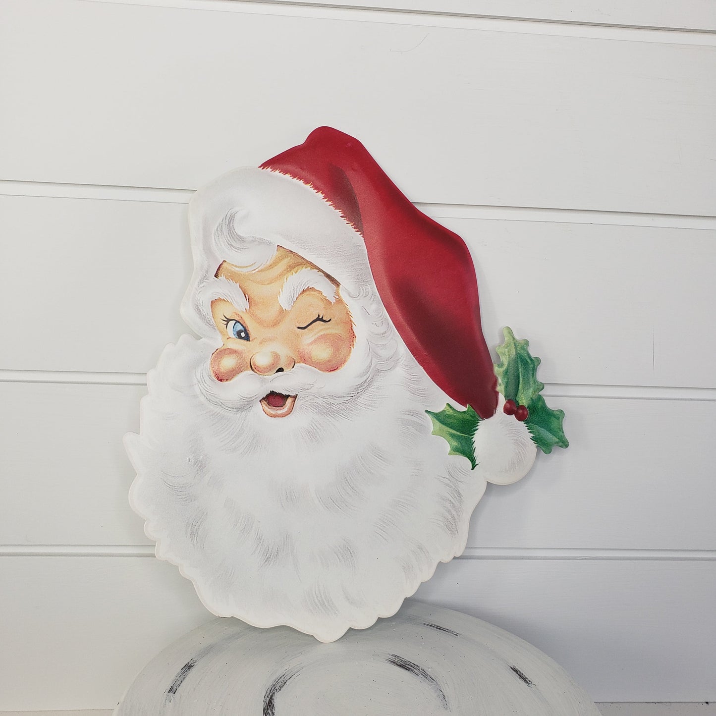 12"H x 11.75"L Embossed Metal Santa Face Sign - Charming Christmas Decoration-MD0621 TCT Crafts