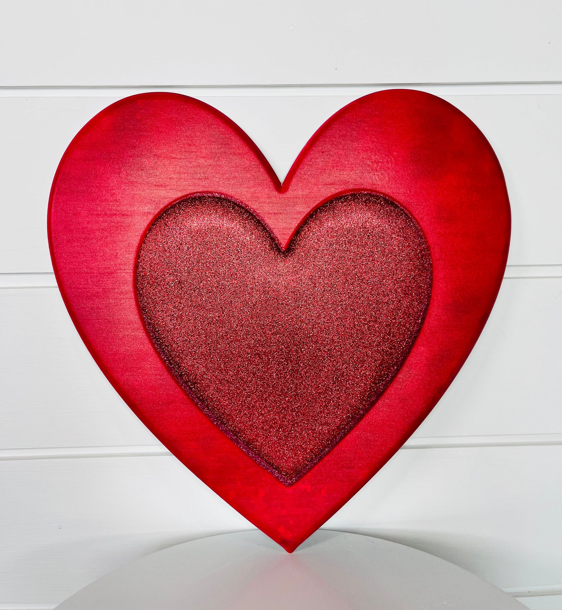 Metal Embossed Glitter Heart Sign - Red, 12"Hx12"L-MD078524 TCT Crafts