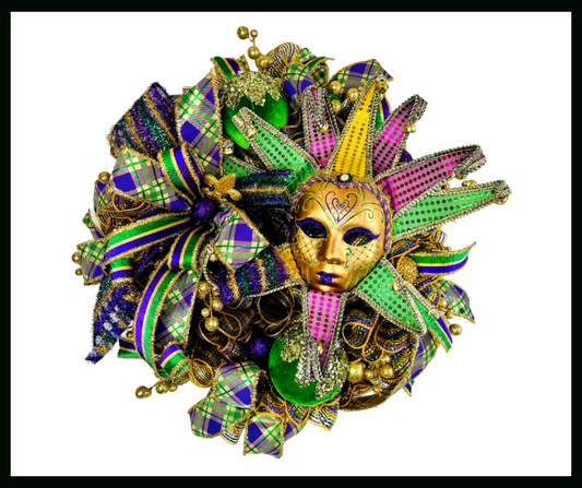 Mardi Gras Jester Front Door Wreath-TCT1592 TCT Crafts