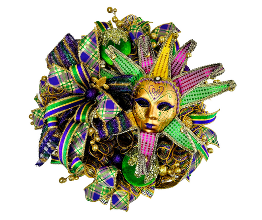 Mardi Gras Jester Front Door Wreath-TCT1592 TCT Crafts