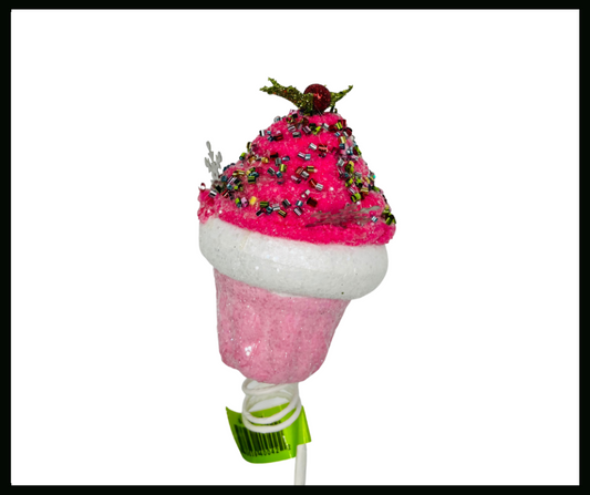 Small Pink Christmas Cupcake Pick - Sweet Holiday Delight-84259 TCT Crafts