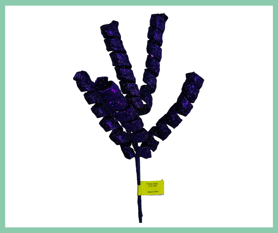 16" Purple Glitter Frizzy Curly Pick/Spray by TCT Crafts - Sparkling Holiday Decor-82510PU Liberty Floral