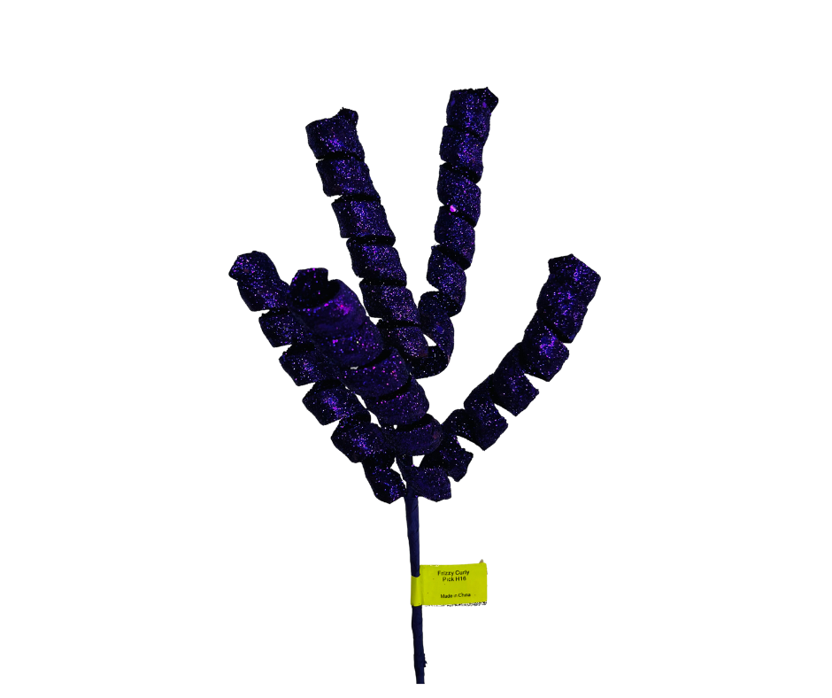 16" Purple Glitter Frizzy Curly Pick/Spray by TCT Crafts - Sparkling Holiday Decor-82510PU