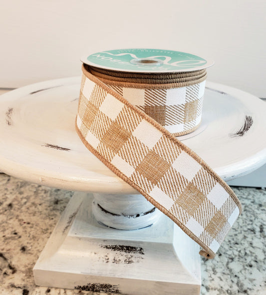 RG01799JW-Striped Check on Royal-Lt Tan/White Ribbon - TCTCrafts