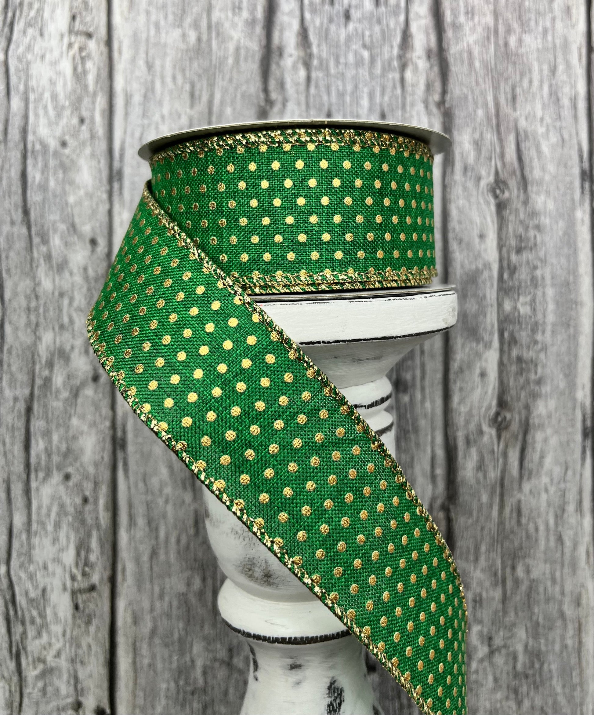 1.5"x10YD Swiss Dots on Burlap Ribbon - Vintage Charm for Rustic Crafts and Decor-RG0190706 TCT Crafts