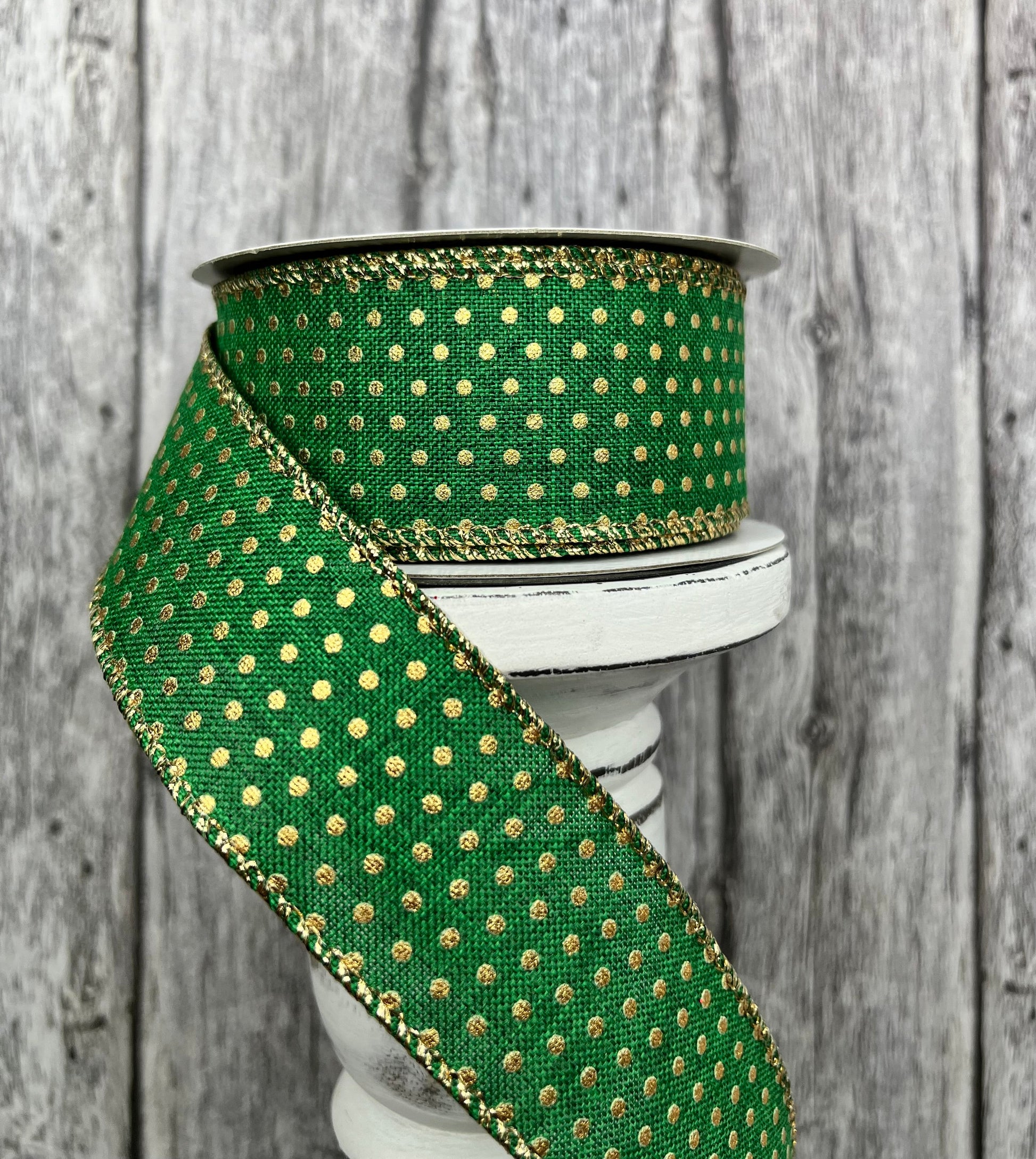 1.5"x10YD Swiss Dots on Burlap Ribbon - Vintage Charm for Rustic Crafts and Decor-RG0190706 TCT Crafts