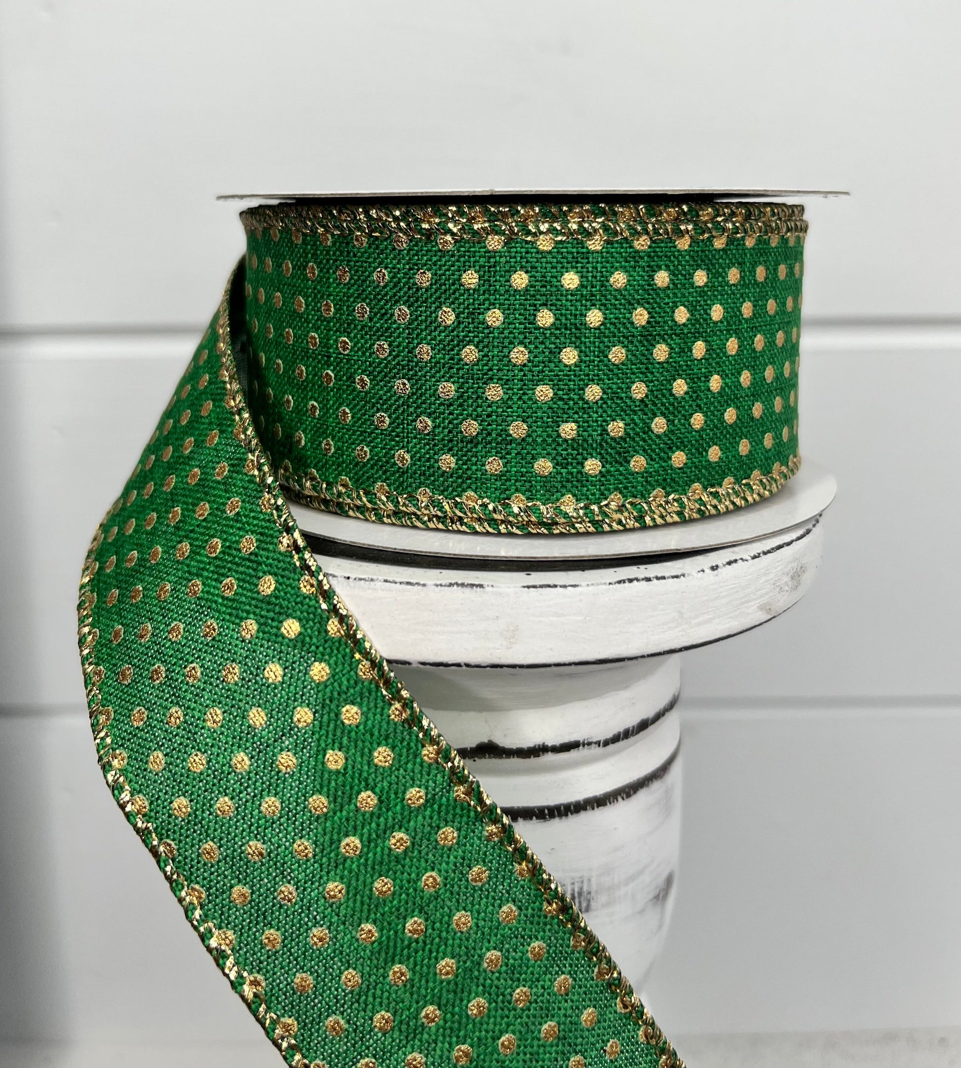 1.5"x10YD Swiss Dots on Burlap Ribbon - Vintage Charm for Rustic Crafts and Decor-RG0190706 TCT Crafts