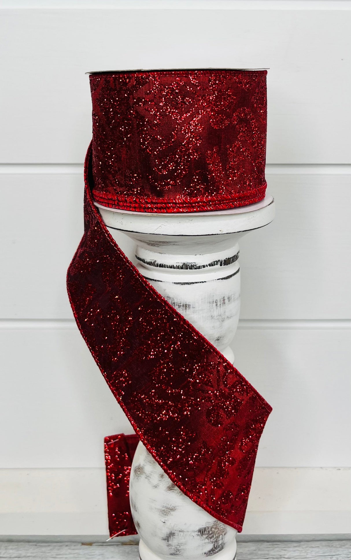 2.5"x10YD Bold Damask Faux Dupioni Wired Ribbon - Cranberry/Red - Elegant Accent for Crafts and Decor-(RGB132758) TCT Crafts