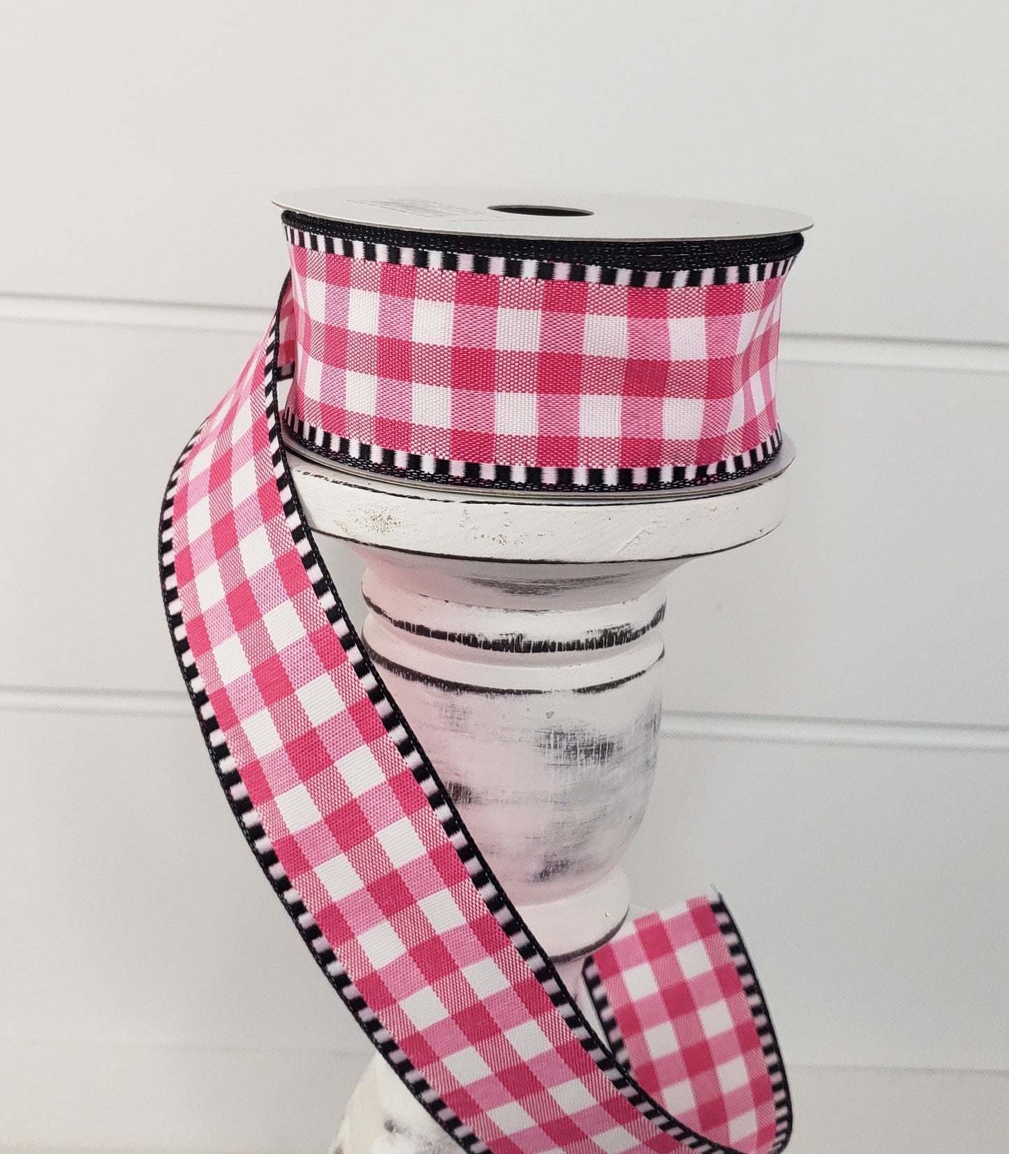 1.5"x10YD Hot Pink/White Gingham Check Wired Ribbon - Vibrant and Charming for Crafts and Decor (RW813811)