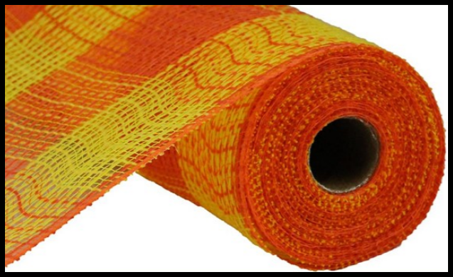 RY8315B4-10.5"x10yd Faux Jute PP Large Check Yellow/Orange Mesh - TCTCrafts