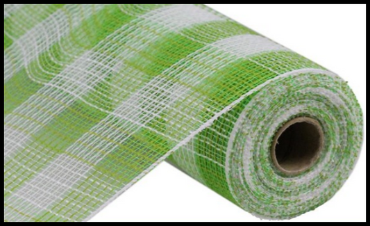 RY832066-Faux Jute PP Small Check Mesh-Fresh Green/White - TCTCrafts