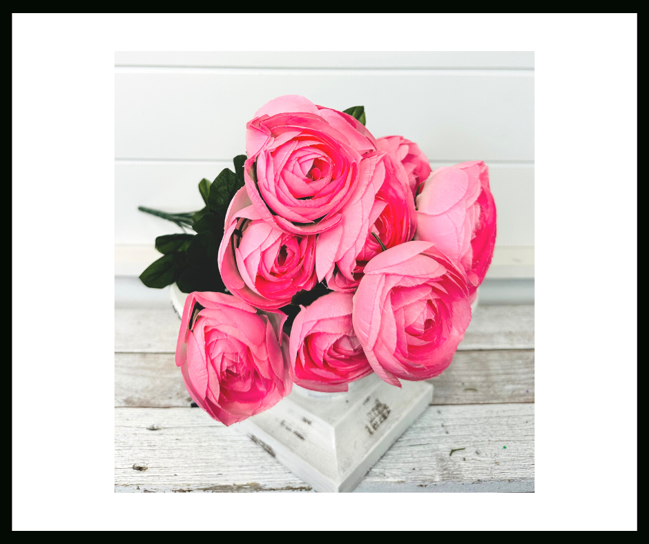Artificial Pink Ranunculus Flower Bush - 20 Inches-63329PK