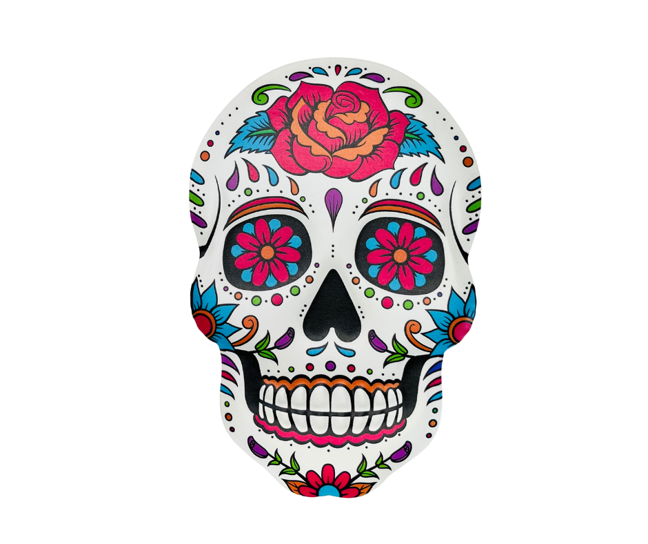 Metal Sugar Skull Sign - White/Multi, 10"H x 6.6"L-MD0999 TCT Crafts