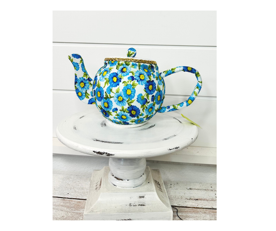 H6xW10 Blue Foam Tea Pot Ornament/Wreath Attachment: A Charming and Versatile Accent for Your Wreaths-63202BL TCT Crafts