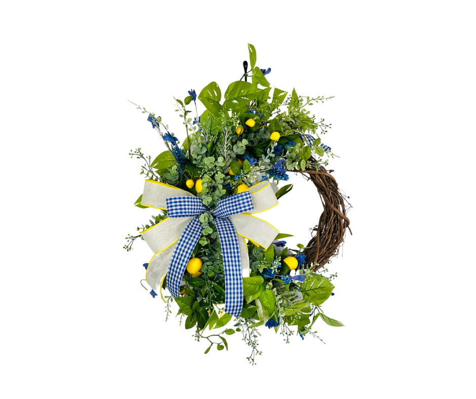 Blue & Yellow Lemon Summer Wreath-TCT1517 TCT Crafts