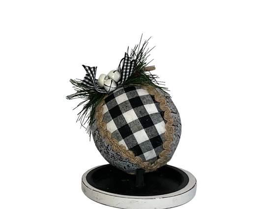 Classic Christmas Elegance: 3-Inch Buffalo Checked Ornament Ball in Black/White/Natural-(127071) TCT Crafts